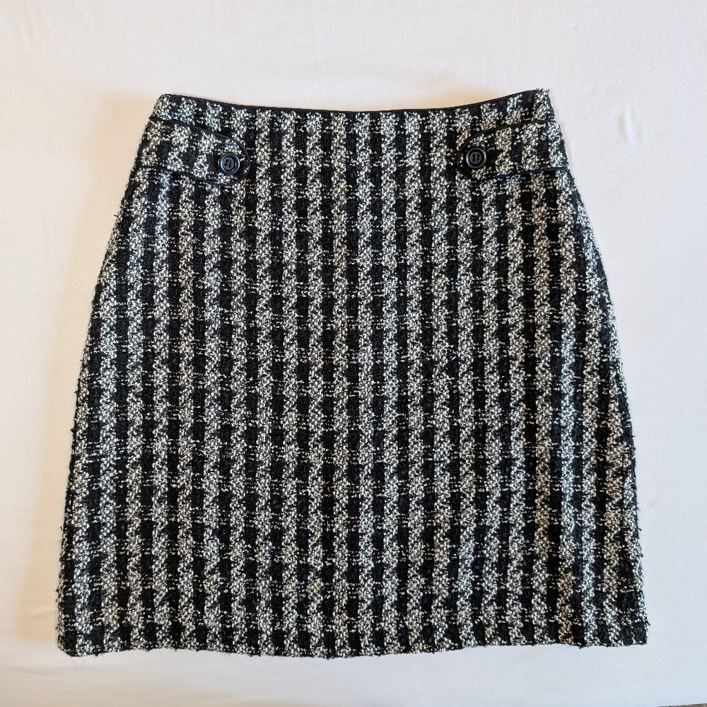 Ann Taylor Black & White Textured Tweed Skirt Size 8 - Picture 1 of 7